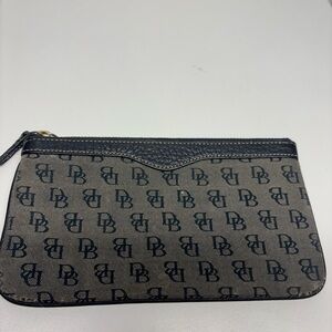 Vintage Dooney & Bourke Brown Monogram Zip Pouch Wristlet